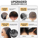 9x6 Glueless Wigs Human Hair Pre Plucked Pre Cut Highlight Ombre Body Wave Wig