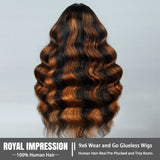 9x6 Glueless Wigs Human Hair Pre Plucked Pre Cut Highlight Ombre Body Wave Wig