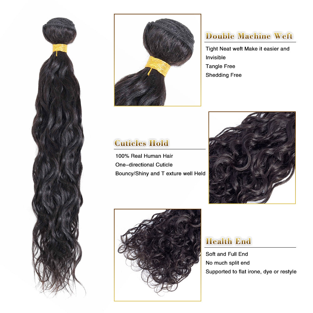 Virgin Remy Human Hair 12A Grade Brazilian Water Weave Hair Bundles
