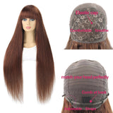 4# Brown Color Straight Human Hair Wigs With Bangs Human Hair Wigs For Black Women