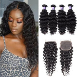 Remy Brazilian Deep Wave Bundles With Closure Peruvian Remy Human Hair Extensions