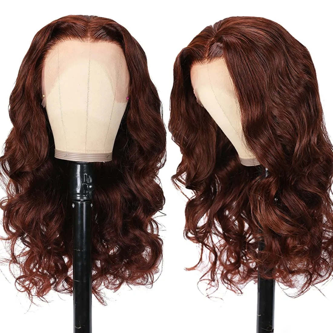 Dark Auburn Human Hair Wigs Color #33 Reddish Brown Lace Frontal Wigs | RoyalImpression
