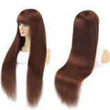 4# Brown Color Straight Human Hair Wigs With Bangs Human Hair Wigs For Black Women