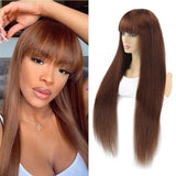 4# Brown Color Straight Human Hair Wigs With Bangs Human Hair Wigs For Black Women