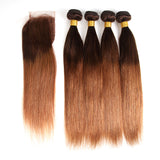 Royal Impression 4/30 Mink Straight Ombre Hair 4 pcs With Lace Closure
