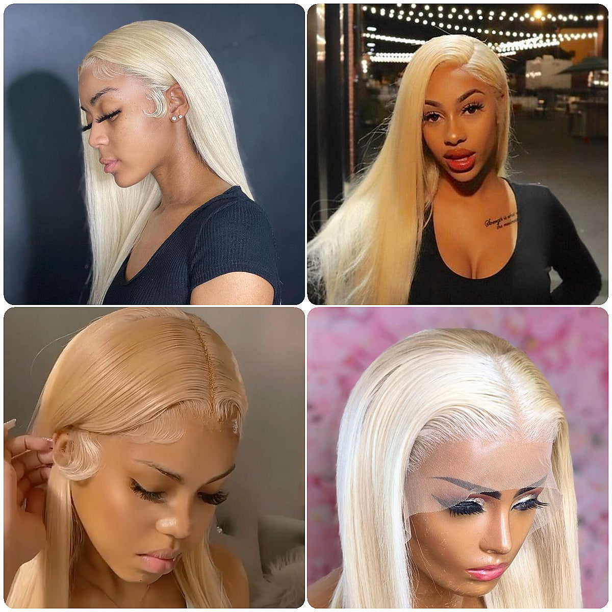 Blonde #613 Virgin Straight Human Hair Lace Front Wigs