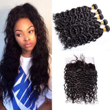 Water Wave Bundles With Closure Peruvian Remy Human Hair Extensions