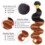 Body Wave Ombre Bundles 1B/30 Brazilian Virgin Human Hair Two-tone 1B30# Brown Body Wave 3 Bundles