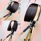 Royal Impression Straight Human Hair Lace Closure Bob Wigs Middle Part Pre-plucked