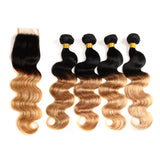 Royal Impression 1B/27  Body Wave Ombre Hair 4 pcs With Lace Closure