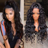 Malaysian Long Loose 4x4 Lace Closure Wig Wave Virgin Remy human Hair Wigs