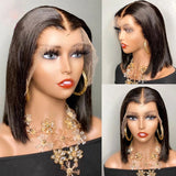 Royal Impression T Part Short Straight Human Hair Bob Wigs Middle Part Pre-plucked 150% Density