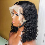 Royal Impression Short Water Wave Bob Curly Wig, 13*4 Lace Front Human Hair Wigs